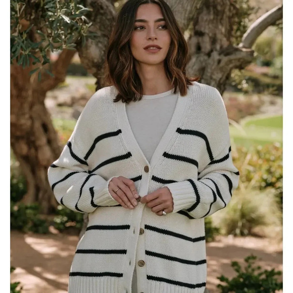 Jenni Kayne Sweaters - NWT Jenni Kayne Navy Stripe Chloe Cardigan Sweater Size Medium